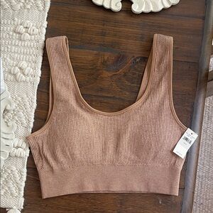 Aerie Ribbed Brown Crop Top